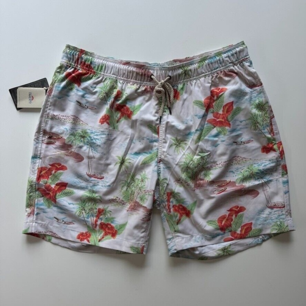 FAHERTY Beacon 7" Swim Trunks Mens 2XL Swimwear Tropical Breeze Floral Island